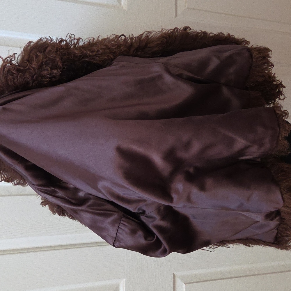 Brown Mongolian Curly Shearling Coat-L - Picture 6 of 7